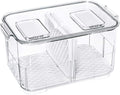 SANNO Fridge Food Storage Containers Produce Saver FreshWorks Produce Food Storage Container Bin Stackable Refrigerator Kitchen Organizer Keeper, with Removable Drain Tray to Keep Fresh