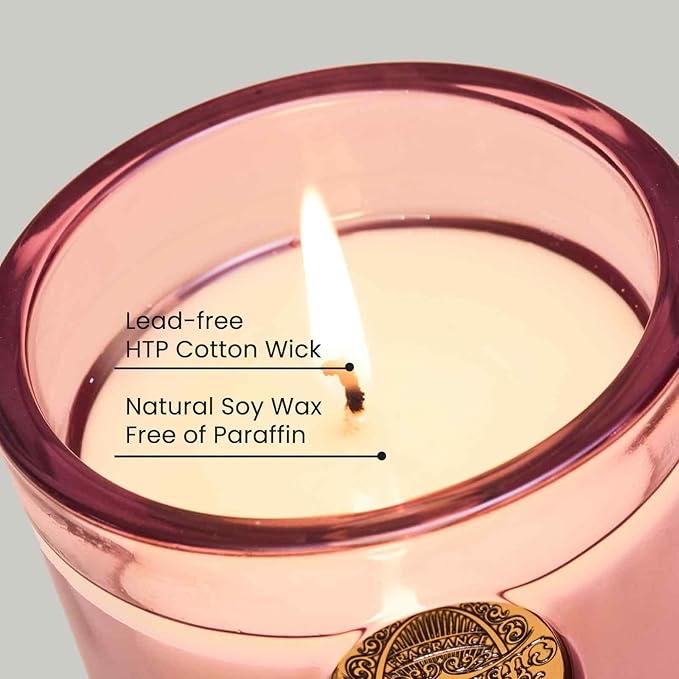 M&SENSE Natural Soy Candle | Jasmine & Pink | 9.2 oz, 50H Burn Time | Candle Gift for Her | Scented Candle for Valentine’s Day