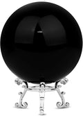 MerryNine 80mm/3.15" Top K9 Crystal Ball with Stylish Metallic Stand and Microfiber Clean Cloth, Decorative and Photography Accessory (Obsidian Black)