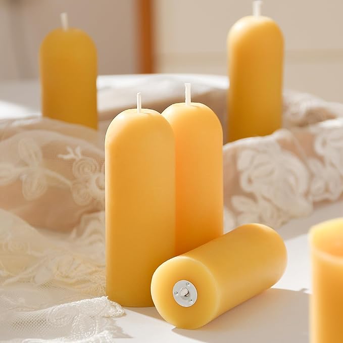 Small Pillar Candles 4-Pack - 10-Hour Long Burning 100% Natural Beeswax Candles, Perfect for Everyday Use, Home & Travel, Power Outages，Classic Pillar Style (3.5"x1.3")