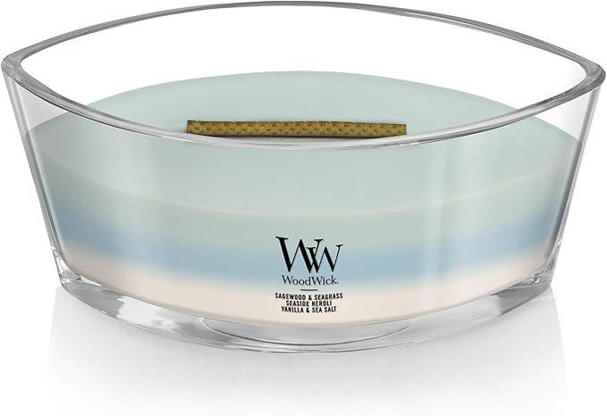 WoodWick Oceanic Trilogy Gifts for Women and Men, 16 oz Ellipse Trilogy Candle with Crackling Wick