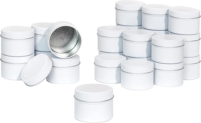 Aroparc White Candle Tins 4oz, 24 Pack - Matte White, Tinplate, Candle Making Supplies