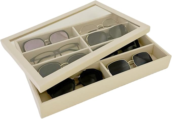 Top Lid for Large Beige Premium Quality Velvet Jewelry Display Box Tray Stackable Practical Trade Show Home Store Glass Lid