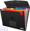 7 Pocket Accordian File Folders, Expanding File Folder A4 Letter Size Paper Portable Document Organizer-Black