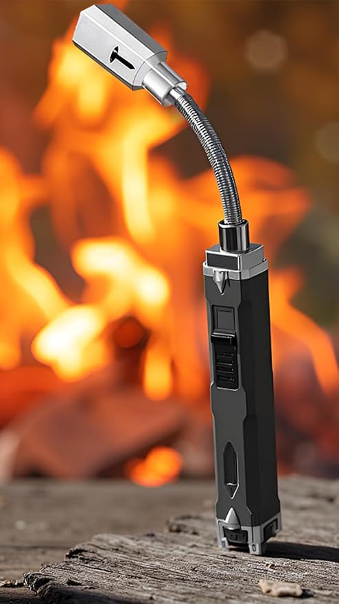 TONYFUL Butane Lighter Long Torch Lighter, Refillable Lighters with Visual Fuel Window, Adjustable Flame Windproof Lighter for Candle, Camping, Fireplace, BBQ(Fuel Not Included)