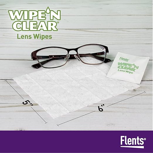 Flents Glasses Cleaner Wipes, 75 Count, Eyeglass Cleaning Wipes, Pre-Moistened, Individually Wrapped, Smudge & Streak-Free Lens Wipes for Glasses & Sunglasses, Safe for AR Coated Lenses