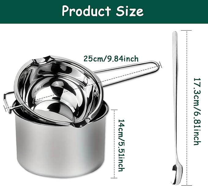 Candle Making Kit for Adults Beginners, Stainless Steel Double Boiler Pot Set for Melting Chocolate, Candy, Candle, Soap, Wax