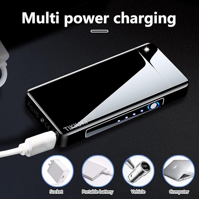 Electric Lighter Rechargeable Flameless Lighters Windproof Lighters Plasma Lighter - Butane Free with High Capacity Battery for Candles (Dark)