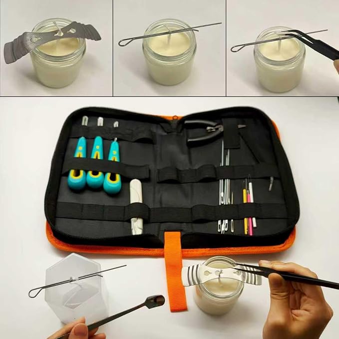 DIY Candle Making Supplies for Beginners with Organizer Bag,Candle Wick Punching and Insertion Tools for Candle Making,Candle Making Tools kit Including Punching Needle with Hook and Large Eye