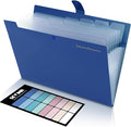 SKYDUE Accordion File Organizer, Expanding File Folder with 8 Pockets, Expandable Document Paper Receipt Organizer, Letter/A4 Size Filing Folder School Office Supplies Blue