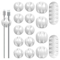 16Pack White Desk Cable Management,Adjustable Cord Organizer Cable Clips,Cable Organizer for Cords Phone Charger/PC/TV,Ideal Cord Holder for Nightstand/Wall/Desk/Office/Home/Car