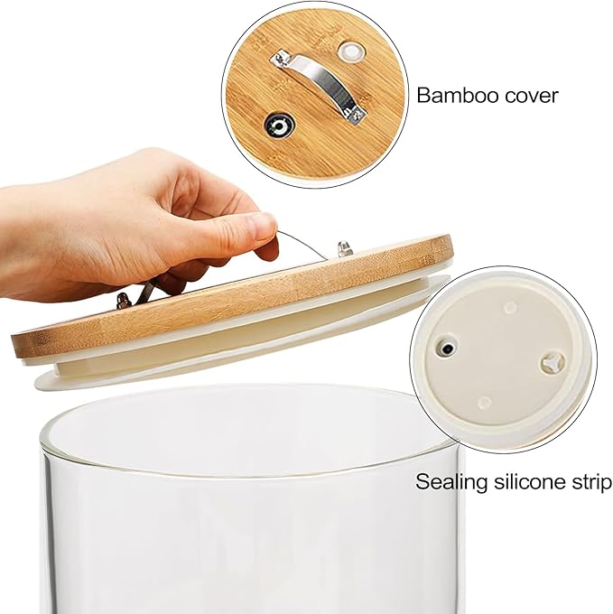 Rice Dispenser 5L, Grain Dispenser Glass Bucket, Cereal Dispenser Countertop for Kitchen and Pantry Organization, Large Rice Storge Container for Dry Food
