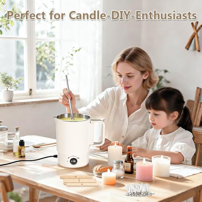 didforu Electric Wax Melting Pot Kit with Thermometer, 800ML Wax Melter for Candle Making, Adjustable Temperature Wax Warmer with Spout, DIY Candle Making Supplies for Beginners & Professionals