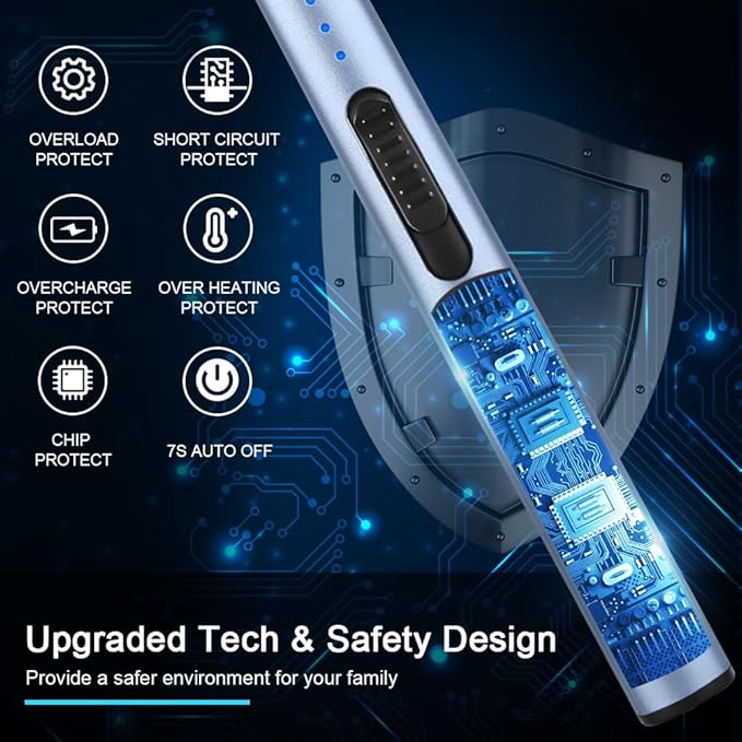 ARECTECH Electric Candle Rechargeable Lighter Arc Plasma Lighters for Candle Kitchen Camping Christmas Type-C Blue