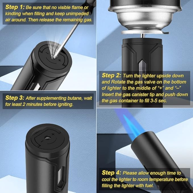 4 Pack Torch Lighter, Long Lighter, Adjustable Multipurpose Refillable for Grill BBQ