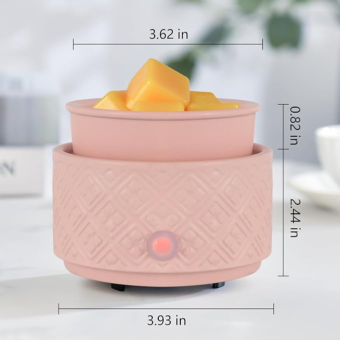 Wax Melt Warmer for Scented Wax,3-in-1Ceramic Wax Warmer Fragrances Candle Oils, Home Fragrance Burner,Electric Candle Warmer Perfect Christmas Gifts for Mom Women(Pink)