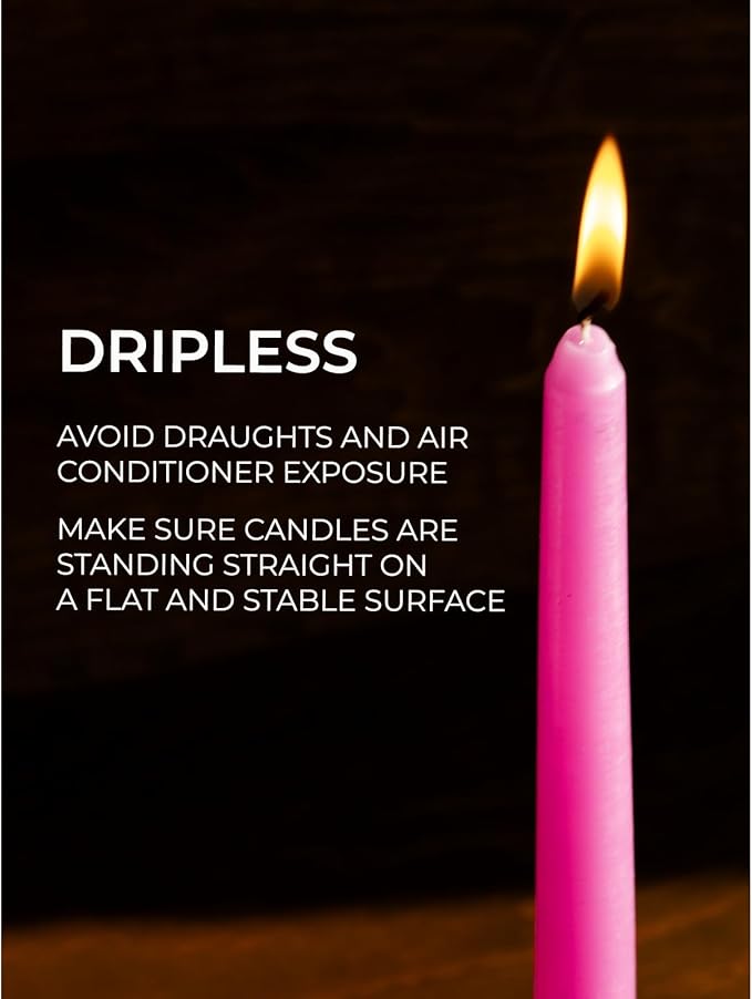 CANDWAX 12 inch Taper Candles Set of 4 - Dripless and Smokeless Candle Unscented - Slow Burning Candle Sticks - Pink Candles Taper