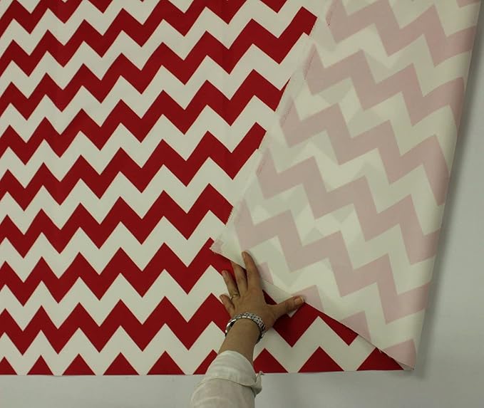 Mybecca Canvas Oxford Fabric Marine Waterproof Outdoor Awning 600 Denier Chevron Pattern Red/White (Cut Separate by Yard for Prime Orders-1 Yard) (60"x36")