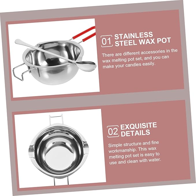 VILLCASE Stainless Steel Aromatherapy Wax Melting Pot Scented Wax Melt Warmer for DIY Candle Making Kit