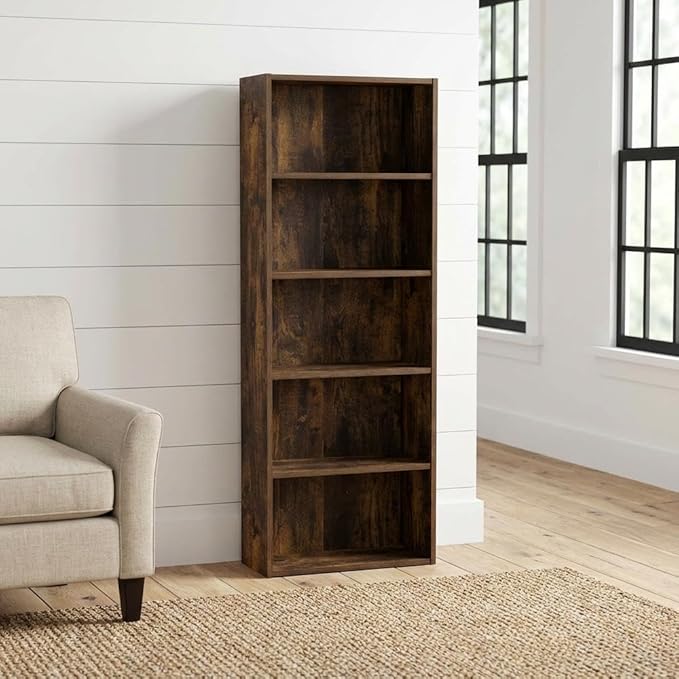 Furnifact Amber Pine Bookcase with Stylish Wooden Shelves, Durable Construction, Modern Design, Perfect for Living Room, Home Office, and Bedroom Storage