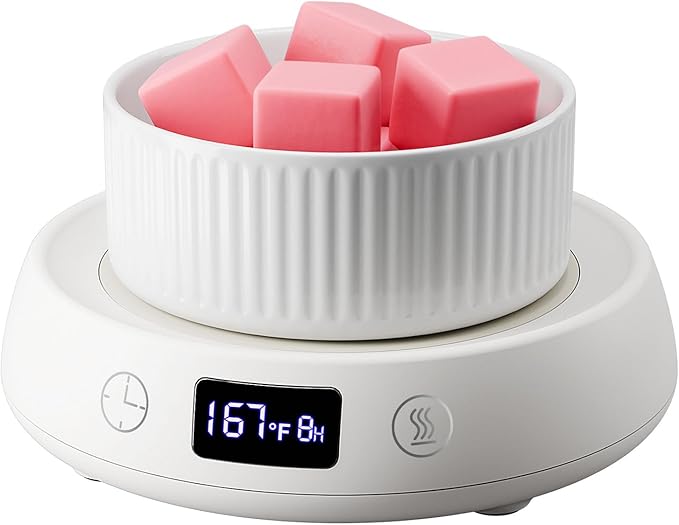 Wax Melt Warmer 3-in-1 Candle Warmer, Electric Scented Wax Melter Fragrance Wax Cube Burner for Home Bedroom Office, 8H Auto Shut Off 3 Temperature Setting (White)