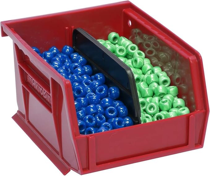 Akro-Mils 30210 AkroBins Plastic Storage Bins, Space-Saving Stackable Bins for Garage, Pantry, Craft Organization, 5" x 4" x 3", Red, 24-Pack