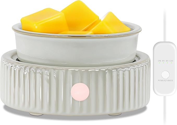 Wax Melt Warmer with 4 Timer & PTC Heating- Ceramic Fragrance 3-in-1 Oil Burner Electric Candle Wax Melter for Home Office Bedroom Fragrance, Home Décor and Gift Choice