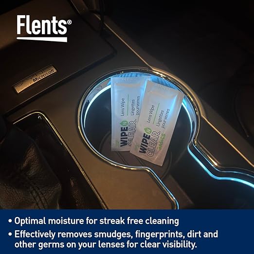 Flents Lens Wipes, Wipe 'N Clear Basic, 200 Count, Pre-Moistened, Streak-Free, Safe for Glasses, Sunglasses, Gentle Cleaning, Clear Vision, Streak-Free, Individually Wrapped for Travel & Convenience