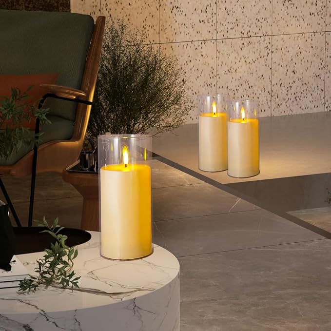 Niceme 9” x 4” Large Waterproof Outdoor Flameless Candles with Remote Control Timer, Flickering LED Pillar Candles Battery Operated for Indoor Outdoor Lanterns Patio Porch Decor, Long Lasting Set of 2