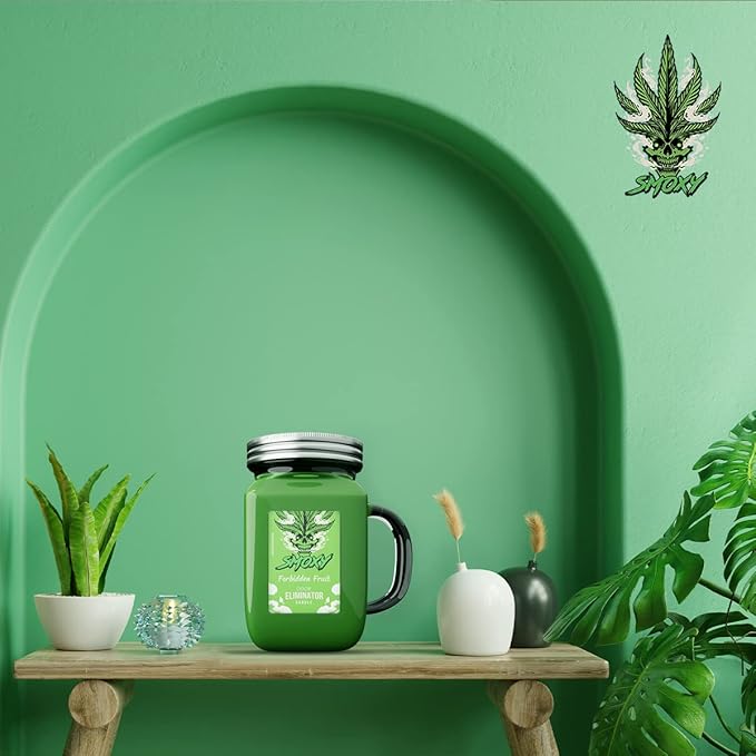 Smoxy Smoke Odor Eliminator Candle - Scented Candle for Home - Indoor Space Deodorizer & Air Freshener with Fragrance Pet Smell - Natural Palm Wax - Glass Mason Jar, 13oz. (Forbidden Fruit)