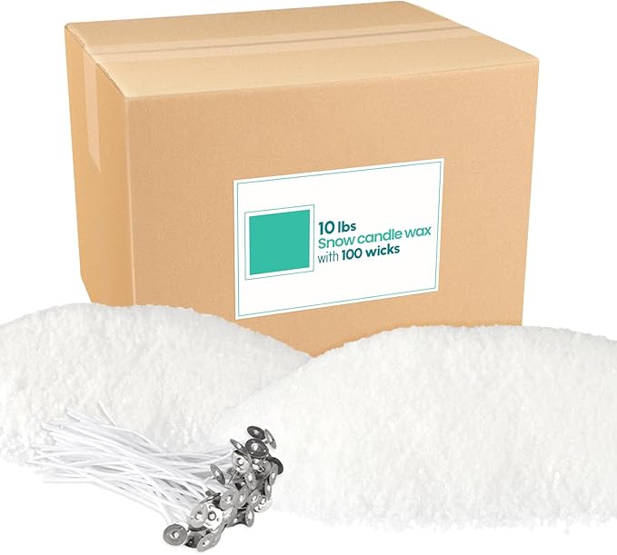 CLTNIKET 10LB Natural Pearled Candle Making Kit with 100 Cotton Wicks, Reusable and Refillable Pearled Candles for DIY Sand Candle Making