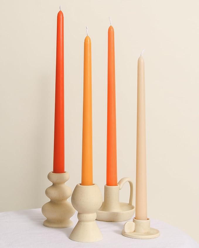 Viyffo Taper Candles, 12 Inch, 20 Pack, Orange – Unscented, Smokeless Design, Up to 8-Hour Burn – Tall Candlesticks for Table Decor, Weddings & Dinners