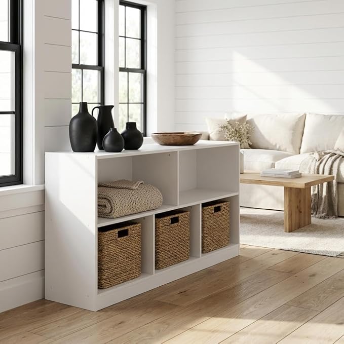 Furnifact White Bookcase with Sleek Wooden Design, Single Piece Construction, Modern Storage Solution for Living Room, Office, and Bedroom