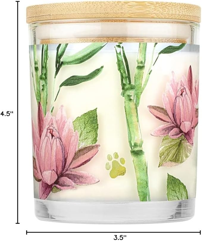 Pet House Candles, Plant-Based Pet Candle Clean Burning, 60 Hour Burn Time with a Natural Fiber Wick - Bamboo Watermint