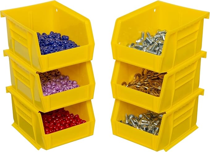 Akro-Mils 30210 AkroBins Plastic Storage Bins, Space-Saving Stackable Bins for Garage, Pantry, Craft Organization, 5" x 4" x 3", Yellow, 24-Pack