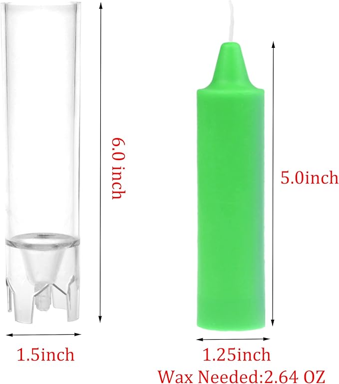 MILIVIXAY 1PC Pillar Candle Mold-Dia:1.5 inch,Height:6.0 inch - 30 ft. of Wick,Mold Sealer and a Wick Clip Included as a Gift - Plastic Candle molds for Candle Making.