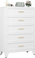 Ckzbx Metal Dresser Tall White Dresser for Bedroom Chest,53.54" H White Drawer Chest, Closet Dressers & Chests of Drawers for Living Room, Hallway (5 Drawers)