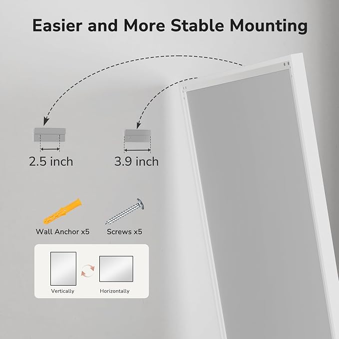 USHOWER White Bathroom Mirrors for Over Sink 30x40 Inch, Metal Framed Rectangle Vanity Mirror for Wall, Bedroom, Living Room, Entryway, Farmhouse, Anti-Rust, HD Tempered Glass, Horizontal/Vertical