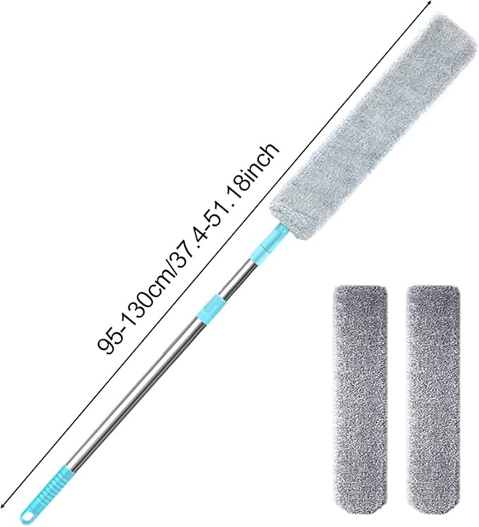 Saker Plus Retractable Gap Dust Cleaning Artifact, Retractable Gap Dust Cleaner Flat Duster, with 2 Microfiber Dusting Cloths Long Handle,Flat Duster