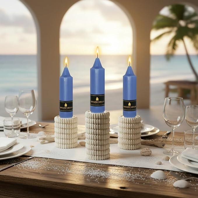5 inch Short Taper Candle 4 Pack Handmade Haze Blue Candles Unscented Smokeless Pastel Candlesticks for Holiday Wedding Dinner Party Seasonal Celebration Birthday Home Decoration