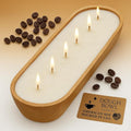 Dough Bowl Candle Co. Vanilla Latte Soy Candle - 6 Wick Rustic Farmhouse Decor Odor Eliminator in Wooden Bowls, 32 Oz Wooden Dough Bowl Candle, All-Natural Gifts for Women or Men, Coffee Table Decor