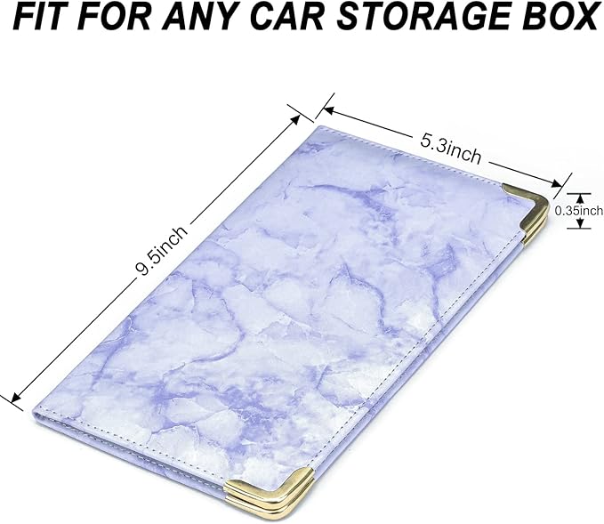 HERRIAT Car Registration and Insurance Card Holder,Marble Leather Vehicle Glove Box Automobile Documents Paperwork Wallet Case Organizer for ID, Key Contact Information Cards,Men&Women