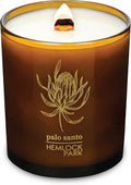 Hemlock Park Amber & Gold Wood Wick Candle Handcrafted with Natural Coconut Wax (Large 14 oz, Palo Santo)