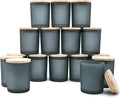 SHOWIN Thick Candle Jars for Making Candles 16 Pcs, 7 OZ Empty Jars with Wood Lids for Candle Making, Sample Container, Frosted Gray