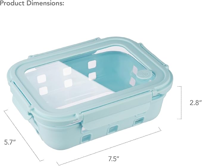 GENICOOK 4.4 Cup Glass Food Storage Containers, 5-Pack – Airtight Meal Prep Containers with Non-Slip Silicone Sleeve & Glass Lids, BPA-Free, Leakproof, Stackable