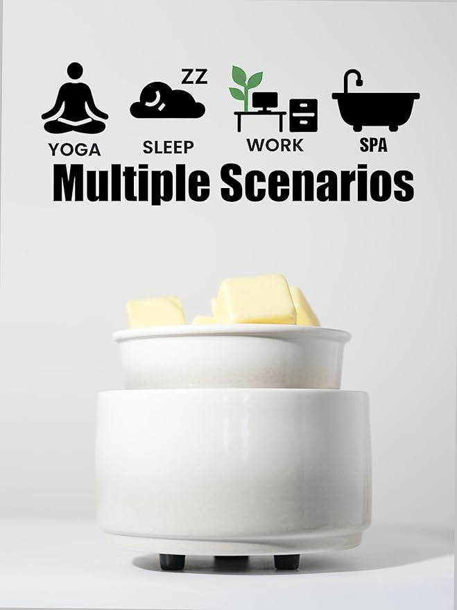 Ceramic Electric Wax Melt Warmer & Cube Oil Melter Cute Small Warmers Aromatherapy for Home Decorative Burner Melts Scented Candle Tart Scent Warm Fragrance (Mist Grey)