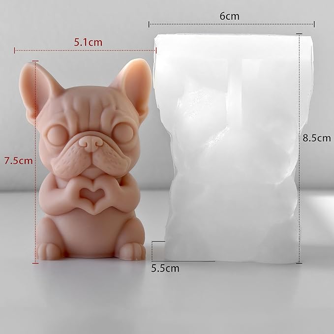 Heart in Hand Dog Animal Cylinder Candle & Resin Mold - Resin Casting Silicone Molds for Home Decor & Candle Making Wave Spiral Mold