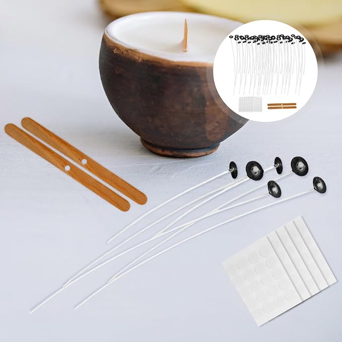 NUOBESTY 1set Candle Making Kit Complete Candle Wicks Holders Stickers for Home Crafting Birthday Parties Special Events