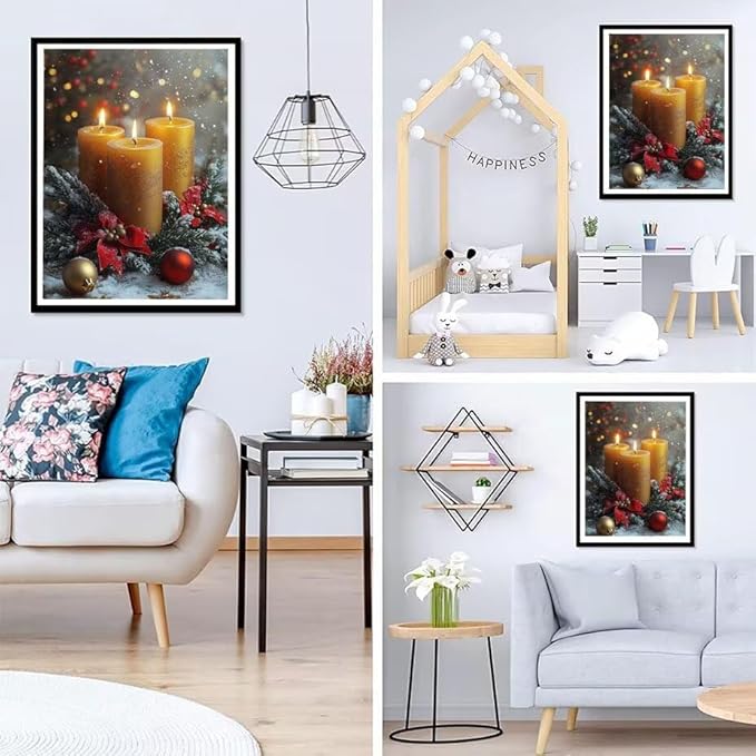 5D Candle Diamond Art Painting Kits for Adults, Winter Square Diamond Painting Art Kits for Adults Beginner, DIY Full Square Drill Gem Crystal Art Craft, for Home Wall Decor Gifts 40x48inch -2177