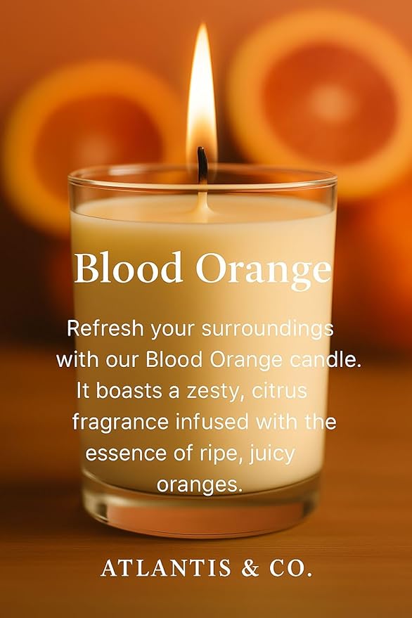 Blood Orange Scented Candle, 8oz Jar with Long-Lasting Burn, Giftable, Holidays,Birthdays